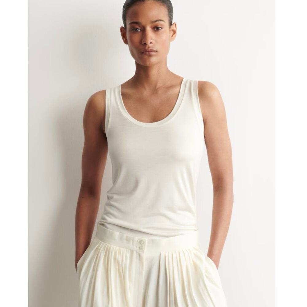 NWOT Women’s COS Scoop-Neck Silk-Jersey Tank Top in White SZ XS